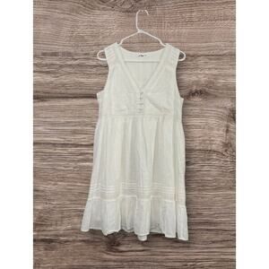 in loom Off-White Tiered Sleeveless V-neck Dress Lace A-line Boho Size Medium